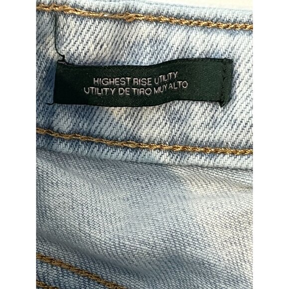 Wild Fable Shorts Womens 8 Blue Jean Denim High Rise Utility Fray Paint Splatter - Picture 12 of 16